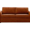 Sofa Cama De Abertura Rapida | Vente-unique Sofa De 3 Lugares Convertivel Abertura Rapida Tecido Matizado Terracota, Cama 140 Cm E Colchao 14 Cm - Bevis