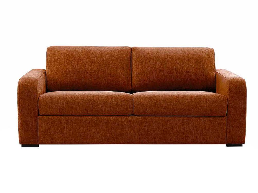 Sofa Cama De Abertura Rapida | Vente-unique Sofa De 3 Lugares Convertivel Abertura Rapida Tecido Matizado Terracota, Cama 140 Cm E Colchao 14 Cm - Bevis