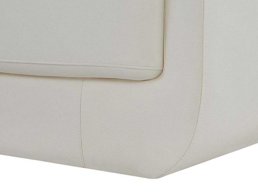 Sofa | Vente-unique Grande Sofa De Canto Panoramico 7 Lugares Em Pele Branco - Canto Direito - Elevanto