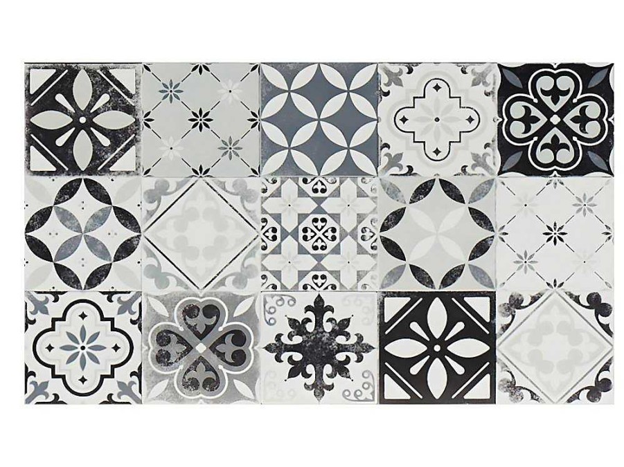 Acessorios E Arrumacao De Cozinha | OZAIA Tapete De Cozinha Em Vinil Efeito Mosaico Hidraulico Mosai - 49,5X83 Cm - Preto E Branco