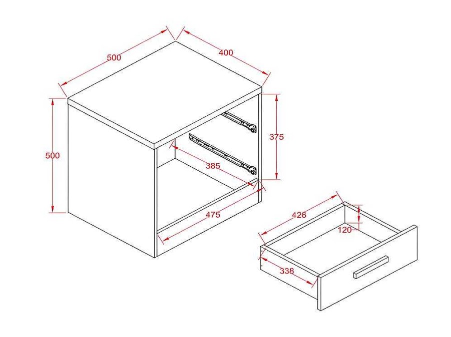 Movel Para Quarto De Criancas | Vente-unique Mesa De Cabeceira Com 2 Gavetas Branco E Natural - Skaido