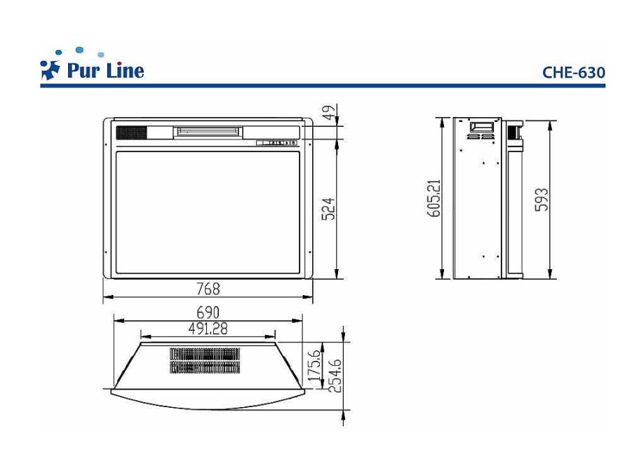 Lareira Eletrica | Purline Cheminee Electrique 2Kw En Verre Trempe Noir Et Flamme Reglable