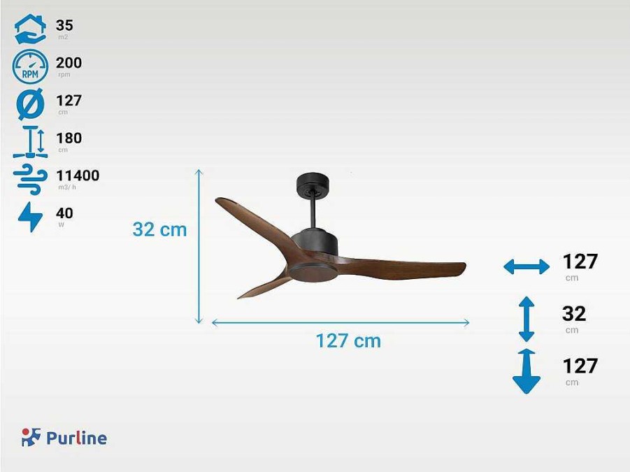 Ventilador | Purline Ventilador De Tecto Reversivel Termostato Regulavel Termostato Wifi Motor Dc Tectos Inclinados Controlo Remoto Adaptador De Luz De Tres Tons 2/3 Laminas Memoria Hipersilenciosa