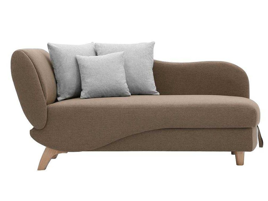 Chaise Longue | Vente-unique Chaise-Longue Direita Convertivel Em Tecido Castanho Com Espaco De Arrumacao - Penelope