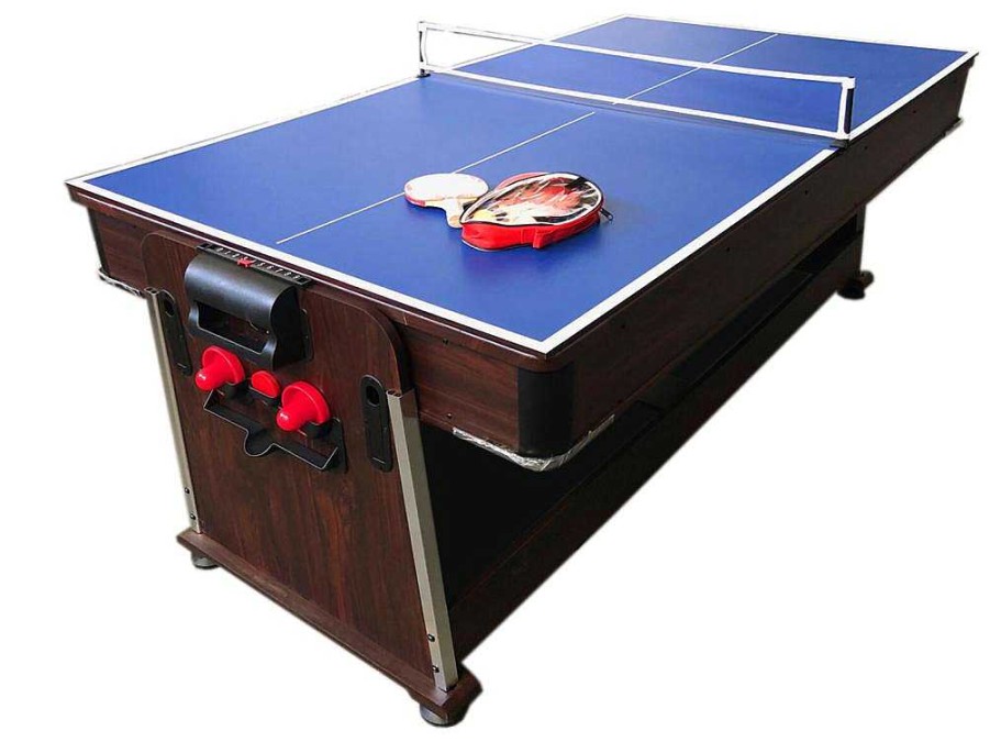 Jogo De Interior | ELITESHOPPING Mesa De Bilhar 7 Pes Multijogo Vermelho Air Hockey + Ping Pong - Stark