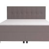 Cama Boxspring, Cama Continental | Ysmée Conjunto Boxspring Completo Cabeceira + Sommiers + Colchao + Sobrecolchao Siero Da Ysmee - 160X200 Cm - Tecido - Cinzento