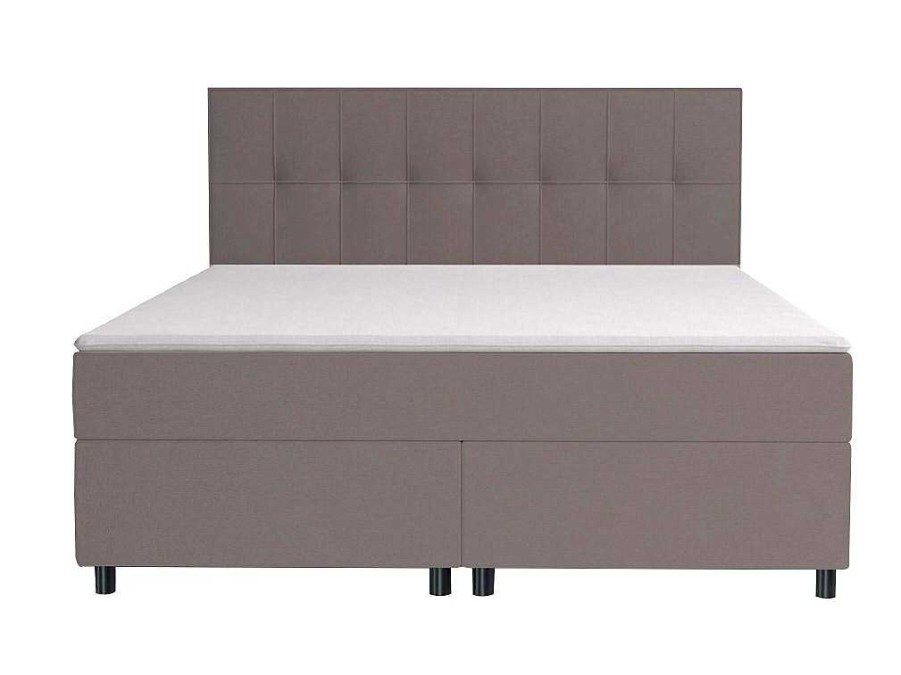 Cama Boxspring, Cama Continental | Ysmée Conjunto Boxspring Completo Cabeceira + Sommiers + Colchao + Sobrecolchao Siero Da Ysmee - 160X200 Cm - Tecido - Cinzento