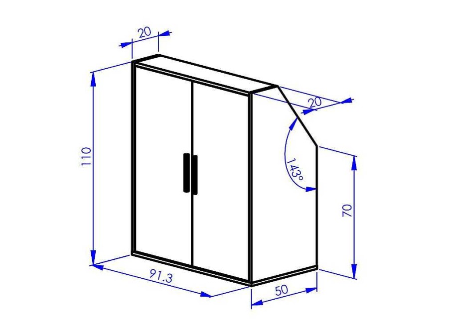 Arrumacao E Acessorios De Quarto | Vente-unique Armario Com Inclinacao 2 Portas Branco - Adezio