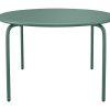 Conjunto Mesa E Cadeiras De Jardim | MYLIA Conjunto De Jantar De Jardim Metal, Uma Mesa Redonda D.130 Cm E 6 Cadeiroes Empilhaveis Verde Amendoa - Mirmande De Mylia