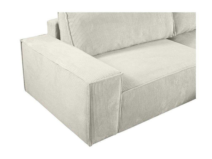 Promocoes Sofas & Poltronas | Vente-unique Sofa De Canto Direito Convertivel Em Veludo Canelado Cor Bege - Amelia De Pascal Morabito