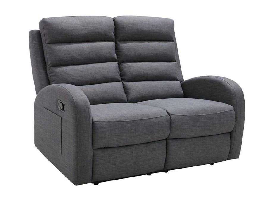 Sofa De Relaxamento Manual | Vente-unique Sofa De 2 Lugares Relax Em Tecido Cinza - Giorgia