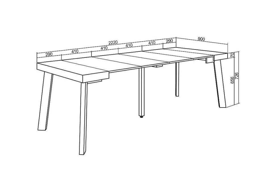 Consola | Skraut Home Mesa Consola Extensivel, 220, Para 10 Pessoas, Pes De Madeira, Cimento