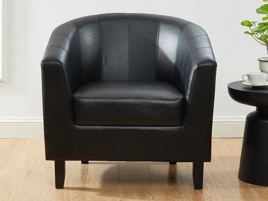 Promocoes Sofas & Poltronas | Vente-unique Poltrona Cabriolet Em Pele Sintetica Cor Preto - Cristobal Ii