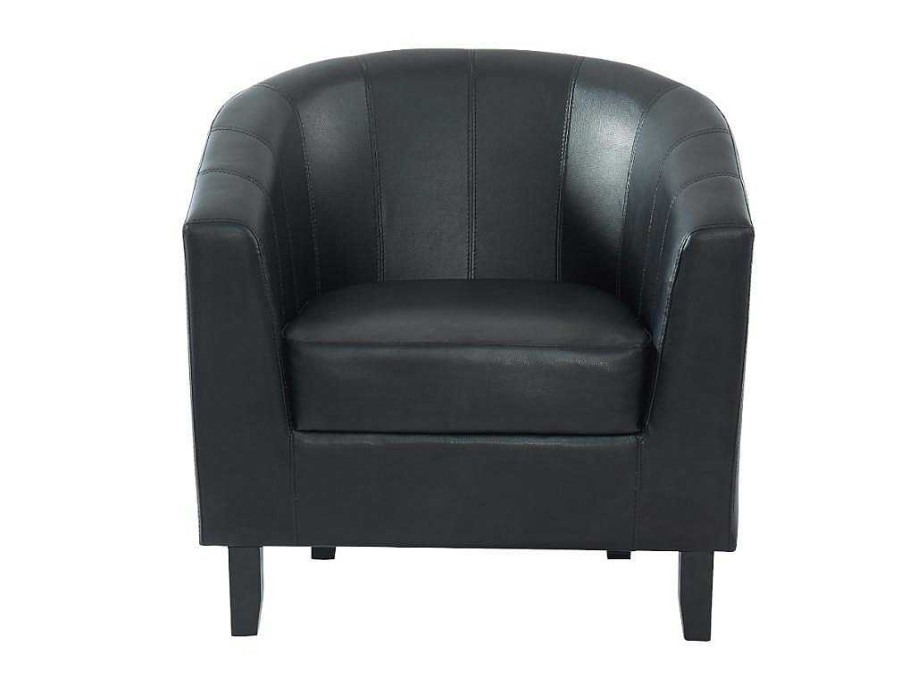 Promocoes Sofas & Poltronas | Vente-unique Poltrona Cabriolet Em Pele Sintetica Cor Preto - Cristobal Ii