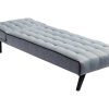 Chaise Longue | Vente-unique Chaise Longue Cama Em Tecido Cinzento E Contornos Pretos - Bayou