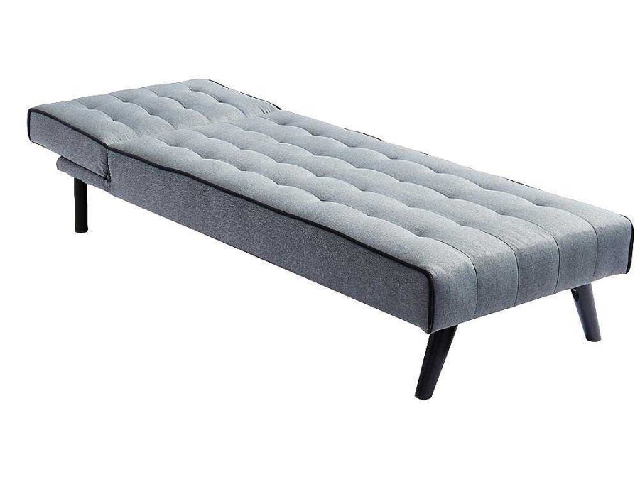 Chaise Longue | Vente-unique Chaise Longue Cama Em Tecido Cinzento E Contornos Pretos - Bayou