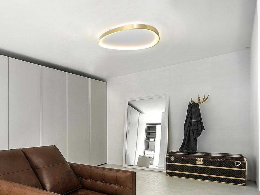 Luz De Teto | OZAIA Candeeiro De Teto Design Com Leds De Intensidade Variavel Aluminio E Metal L65 Dourado - Granby