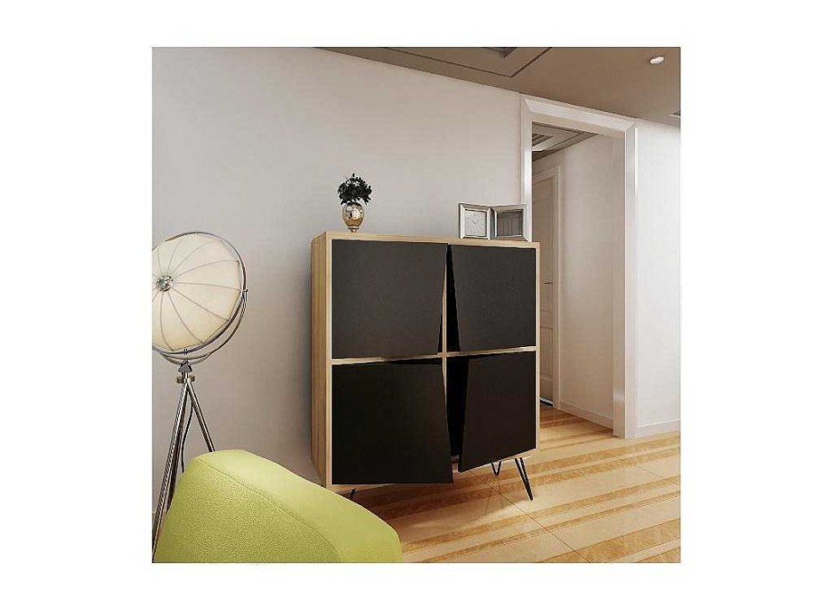 Comoda | Homemania Armario Multiusos Momentum, Carvalho, Antracite, 90X30X110 Cm, Epikasa