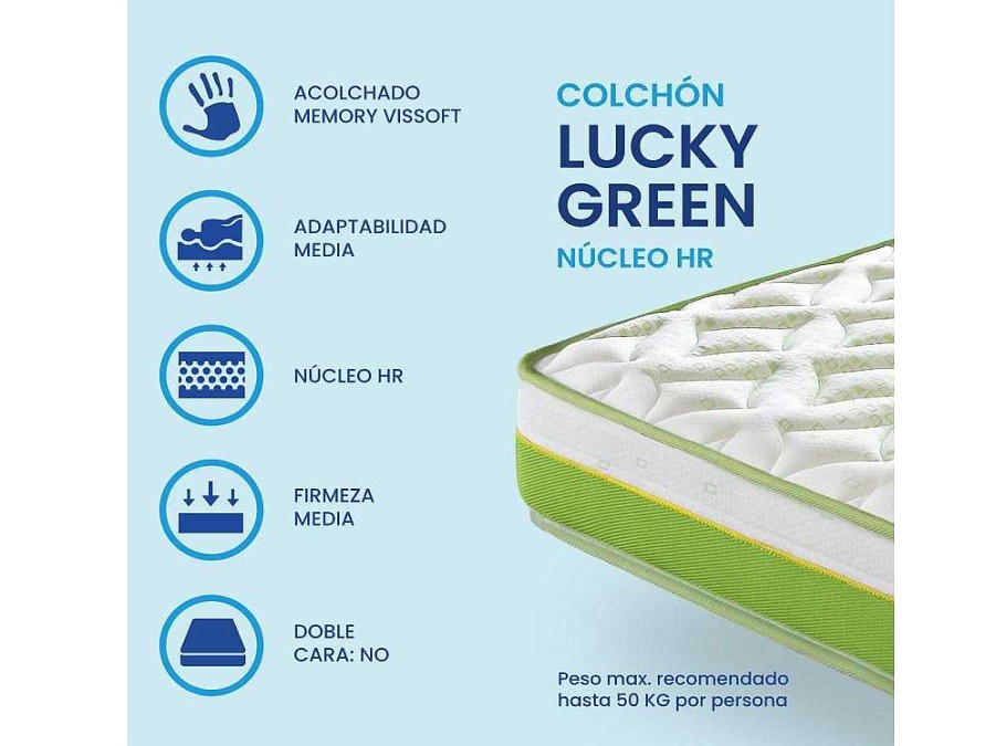 Colchao De 1 Lugar | SonnoMATTRESS Colchao Sonnomattress Lucky Green (120X180X15Cm - Hr)