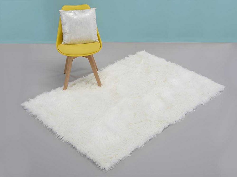 Tapete Escandinavo | OZAIA Tapete Imitacao De Pele De Ovelha Sheep - 120 X 170 Cm - Branco