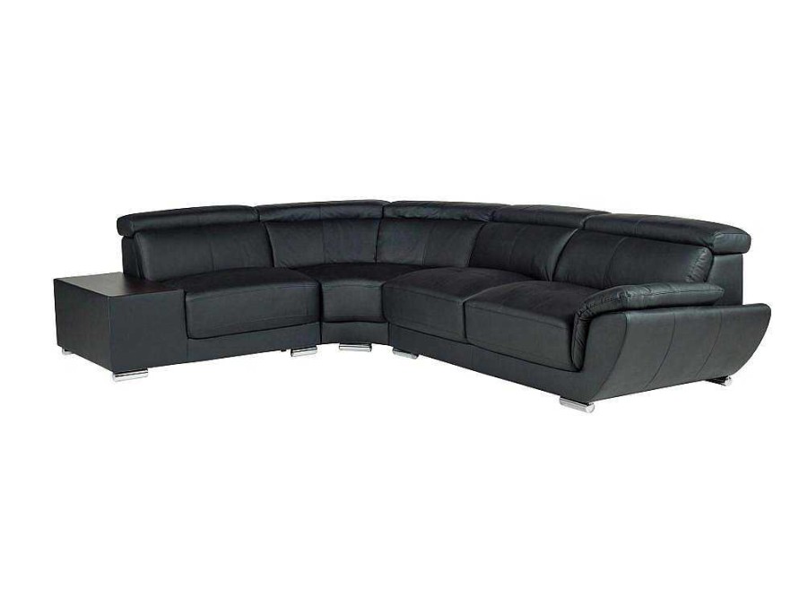 Sofa Em Pele | LINEA SOFA Sofa De Canto Em Pele Preto - Canto Esquerdo - Nahia