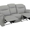 Sofa De Relaxamento Manual | Vente-unique Sofa De 3 Lugares Relax Em Pele Cinza Claro - Evasion