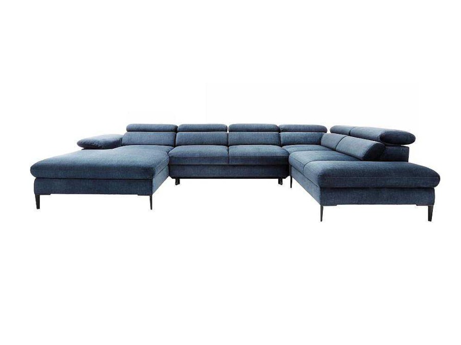 Sofa Panoramico | PASCAL MORABITO Grande Sofa De Canto Esquerdo Panoramico Convertivel Veludo Azul-Escuro - Sepina De Pascal Morabito