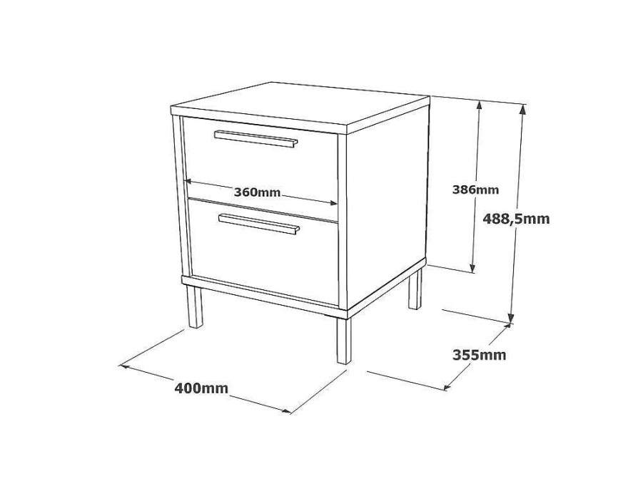 Mesa De Cabeceira | Venprodin Mesa De Cabeceira Com 2 Gavetas E Pes De Metal - Venprodin - Feltro 35 Cm - Preto