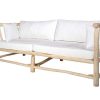 Conjunto Relax De Jardim | MYLIA Sofa De Jardim Em Teca Com Almofadoes Cor Natural Claro E Branco - Tulum