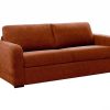 Sofa Cama De Abertura Rapida | Vente-unique Sofa De 4 Lugares Convertivel Abertura Rapida Tecido Matizado Terracota, Cama 160 Cm E Colchao 14 Cm - Bevis