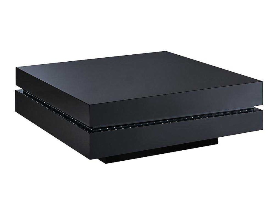 Mesa De Centro | Vente-unique Mesa De Centro Lyess - Mdf Lacado Preto - Leds