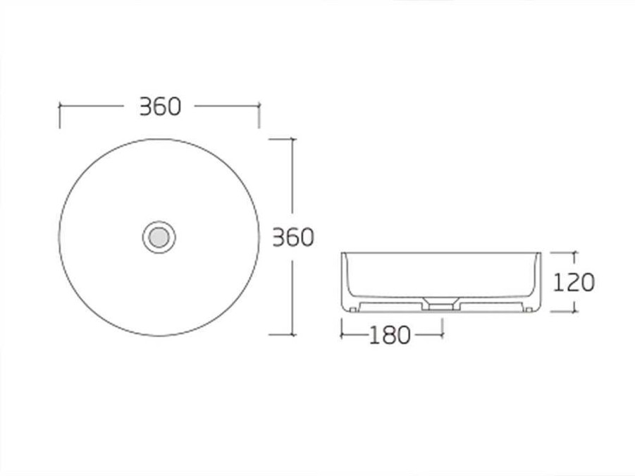 Lavatorio | Shower & Design Lavatorio De Pousar Ceramica Branco Estriado Redondo 36 Cm - Pedara