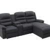 Sofa De Relaxamento Manual | Vente-unique Sofa De Canto Direito Articulado Em Tecido Antracite - Macedonia