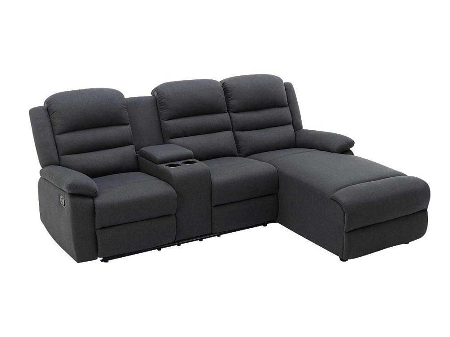 Sofa De Relaxamento Manual | Vente-unique Sofa De Canto Direito Articulado Em Tecido Antracite - Macedonia