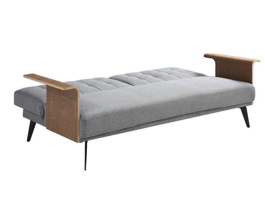 Sofa Cama Clic-Clac E Dobravel | Vente-unique Sofa-Cama De 3 Lugares Em Tecido Cinza Convertivel Clic-Clac - Ninandro