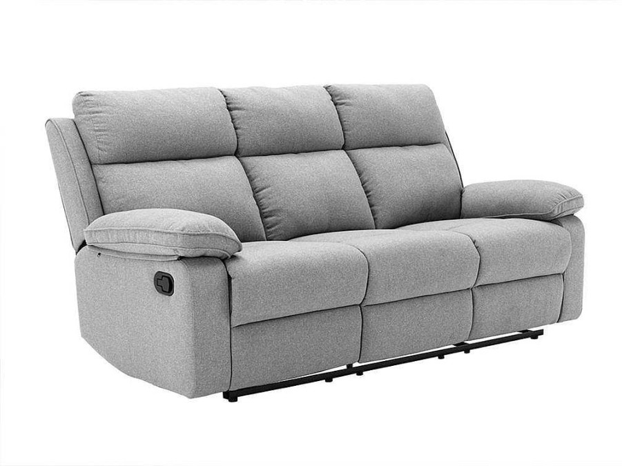 Sofa De Relaxamento Manual | Vente-unique Sofa De 3 Lugares Articulado Em Tecido Cor Cinza-Claro - Lana