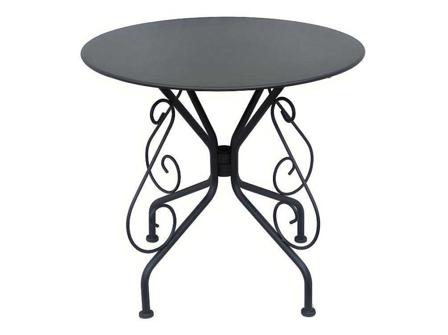 Conjunto Mesa E Cadeiras De Jardim | MYLIA Mesa De Jardim Em Metal Estilo Ferro Forjado - Antracite - Guermantes