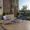 Conjunto Relax De Jardim | MYLIA Cadeirao Baixo De Jardim Empilhavel Em Metal Azul-Escuro - Mirmande
