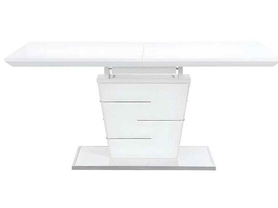 Promocoes Sala | Vente-unique Mesa De Jantar Extensivel De 6 A 8 Lugares - Mdf Lacado A Branco - Amelle