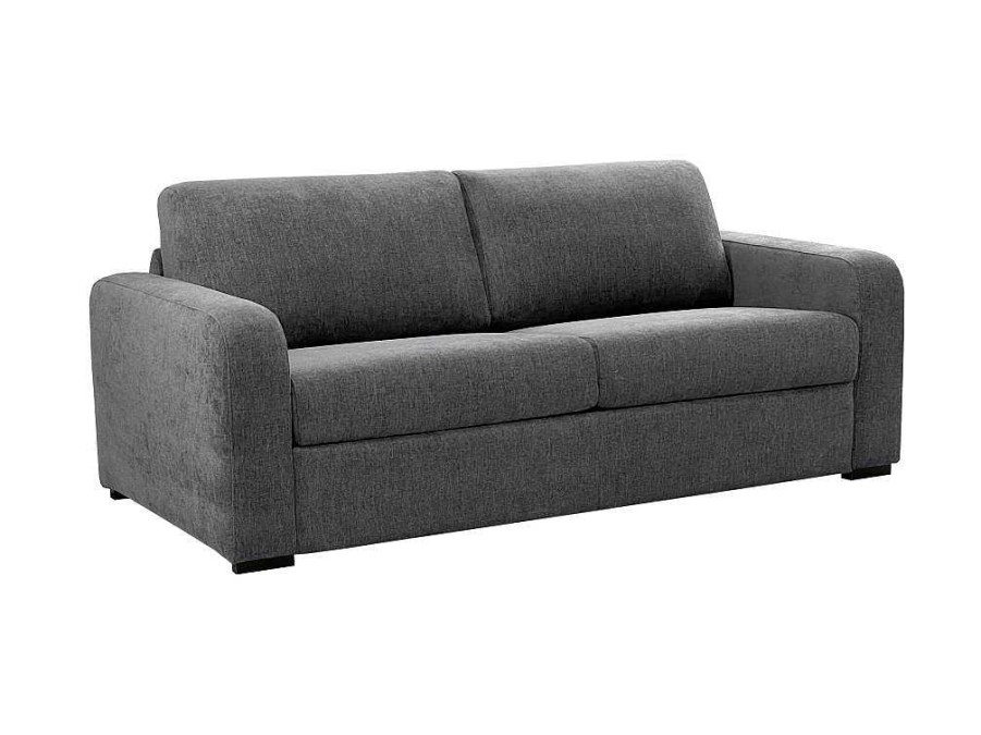 Sofa Cama De Abertura Rapida | Vente-unique Sofa De 4 Lugares Convertivel Abertura Rapida Tecido Matizado Cinza Antracite, Cama 160 Cm E Colchao 14 Cm - Bevis