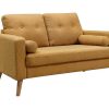 Sofa De 2 Lugares | Vente-unique Sofa De 2 Lugares Em Tecido Efeito La Amarelo - Tatum