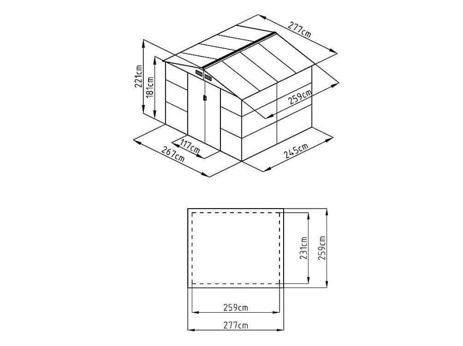 Abrigos De Jardim | EXPERTLAND Abrigo De Jardim Metal Aco Galvanizado Efeito Madeira Cinza 7,17 M - Adelmo