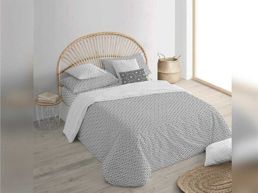 Textil De Casa | Purline Housse De Coussin 100% Coton 1 Piece Gris Imprime Geometrique 50X50