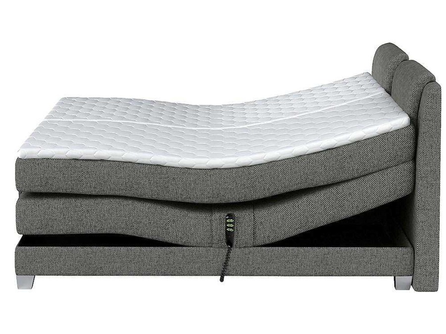 Cama Articulada | Palacio Conjunto Boxspring Cabeceira De Cama + Sommier De Relaxamento Eletrico + Colchao + Sobrecolchao Castel Da Palacio - 2X80X200 Cm - Tecido Cinza Claro