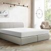 Cama Boxspring, Cama Continental | Ysmée Conjunto Completo Boxspring Cabeceira De Cama + Sommier Com Leds + Colchao 160X200 Cm Tecido Cinza - Otaru De Ysmee