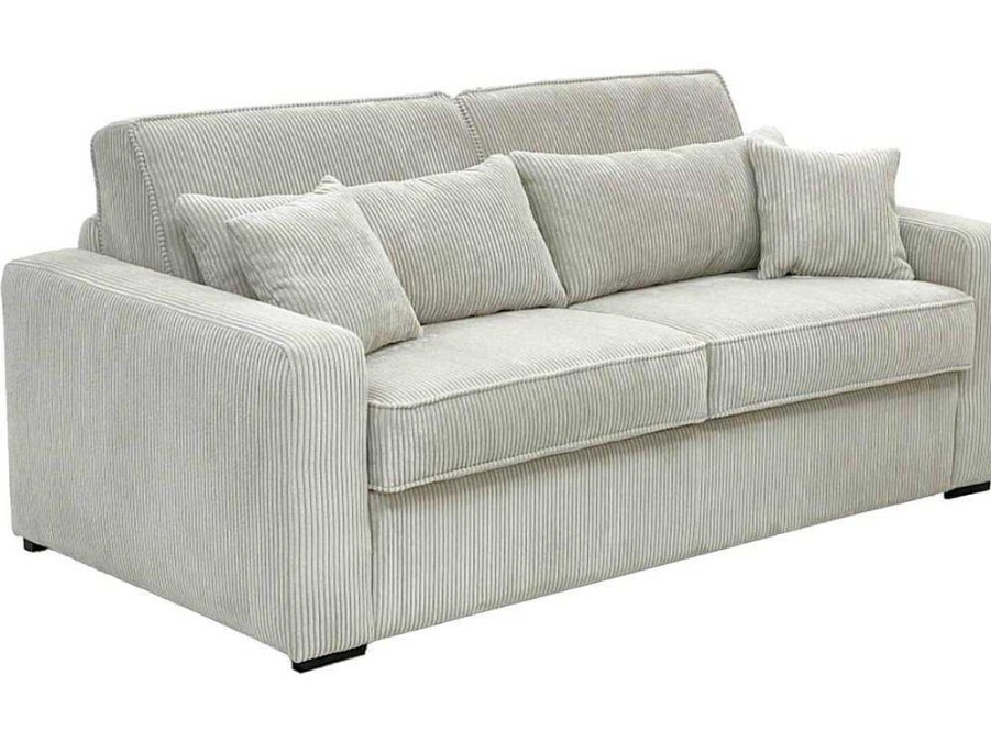 Sofa Cama De Abertura Rapida | Vente-unique Sofa De 4 Lugares Convertivel Abertura Rapida Tecido Creme, Cama De 160 Cm, Colchao De 18 Cm - Mondovi