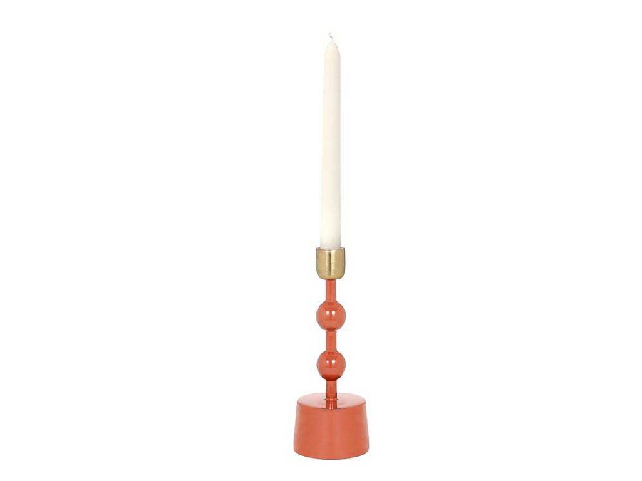 Casticais Decorativos E Velas | OZAIA Castical Em Aluminio Esmaltado A. 22 Cm Terracota - Parina