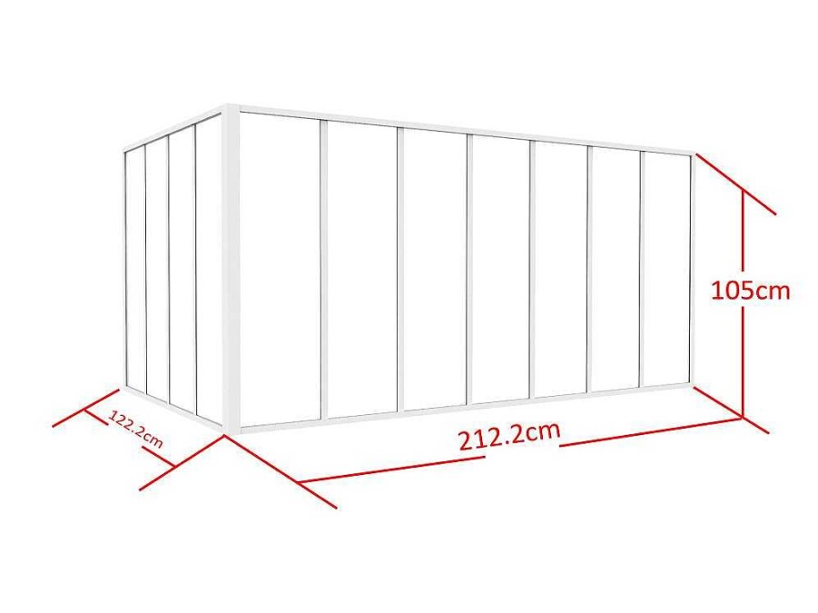 Divisoria De Ambiente | Vente-unique Divisoria De Canto De Atelier Em Aluminio Termolacado C210 X L120 X A105 Cm Branco - Bayview