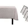 Texteis De Mesa | OZAIA Conjunto Toalha + 4 Guardanapos De Mesa Em Linho E Algodao, Borda Preta, Taupe, 170 X 170 Cm - Borina