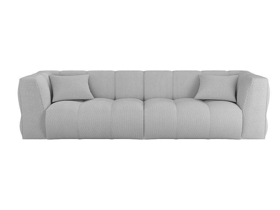 Sofa De 4 Lugares | Maison Céphy Sofa De 4 Lugares Veludo Canelado Cinza-Claro - Naemia De Maison Cephy